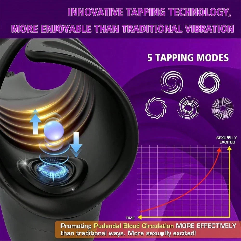 3 moteurs, 5 modes de tapotement, 10 modes de vibration, Penis Training Massager Silicone Sex toys pour hommes Vibromasseurs Jouets sexuels pour la masturbation des hommes