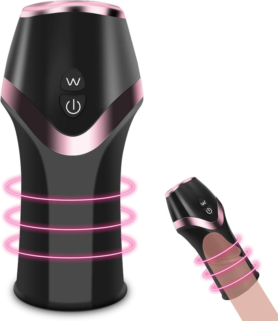 Stimulateur de gland et appareil d'entraînement pour pénis avec 12 modes de vibration, 6 modes d'aspiration et de rotation