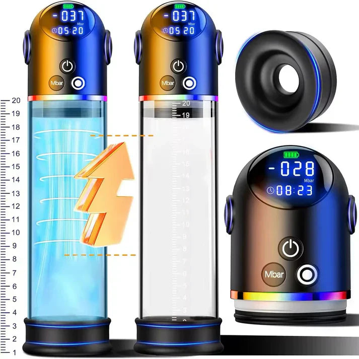 Masturbateur à pompe à vide pour pénis « Dick » avec écran LED et 4 modes d'aspiration