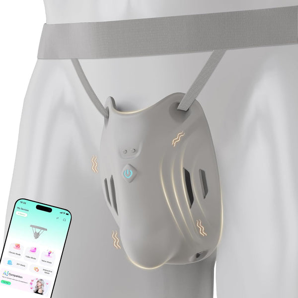 Cage pénienne portable, ceinture de chasteté BDSM, appareil d'entraînement pour testicules avec 9 modes et contrôle via application