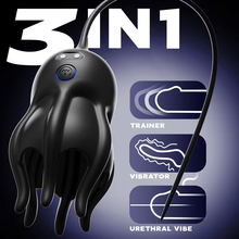Charger l'image dans la galerie, Vibromasseur électrique pour le pénis avec stimulateur de gland, sonde urétrale et 10 modes de vibration