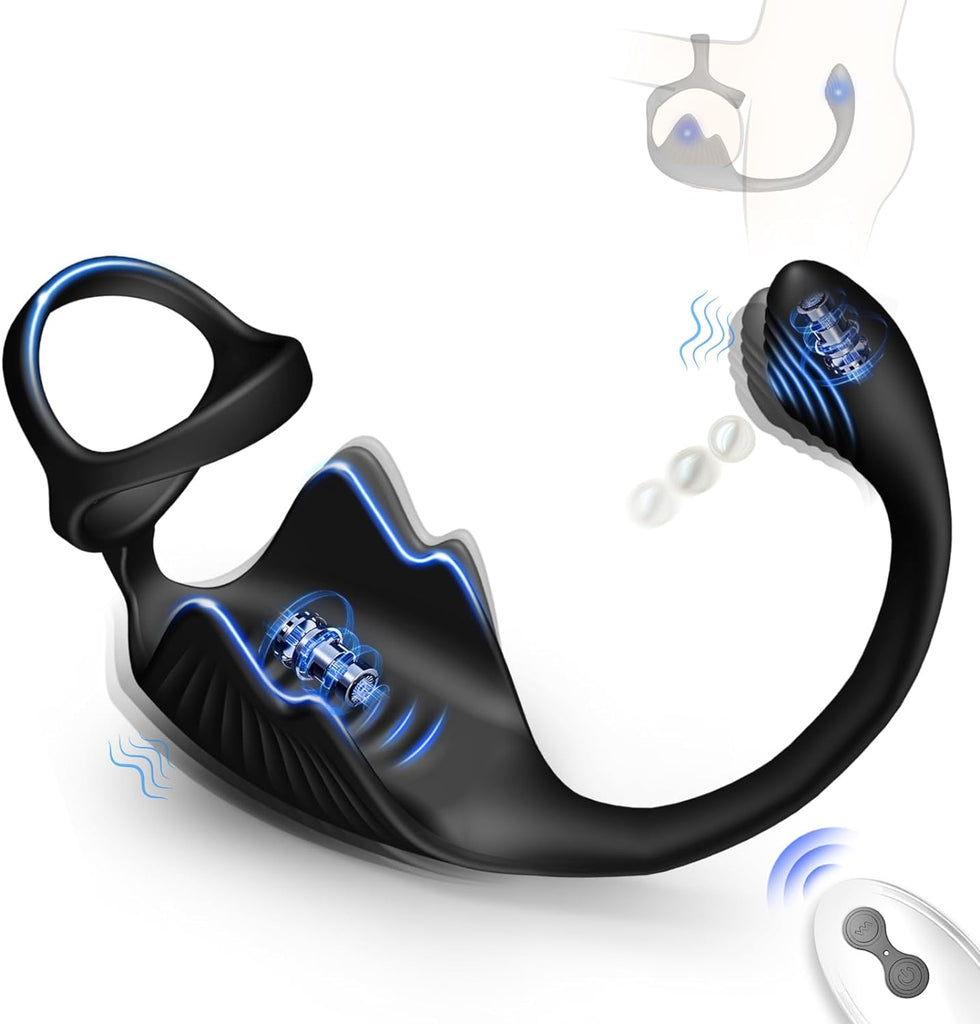 Anneau pénien masseur de prostate 3 en 1 avec 10 modes de vibration