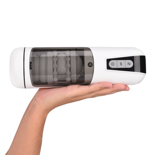 White Vibe - Masturbateur masculin extensible et étanche à vibrations automatiques à 7 modes