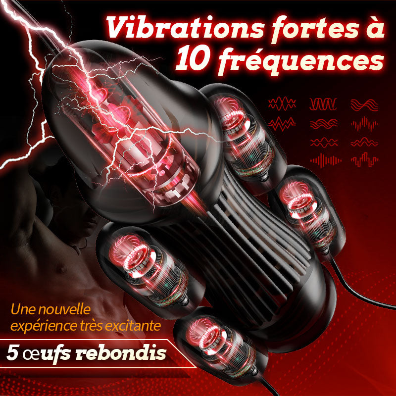 Entraîneur de pénis vibrant Black Knight VI 5 Œufs vibrants