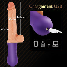 Charger l'image dans la galerie, Gode dildo réaliste 3 en 1 avec 6 modes télescopiques et 10 modes de vibration, Avirobta