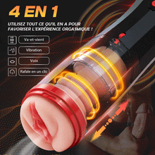 Charger l'image dans la galerie, 4 en 1 Masturbateur cup, 10 modes de vibration, 5 modes de va-et-vient et un mode d'aspiration avec interaction vocale pour une expérience polyvalente.
