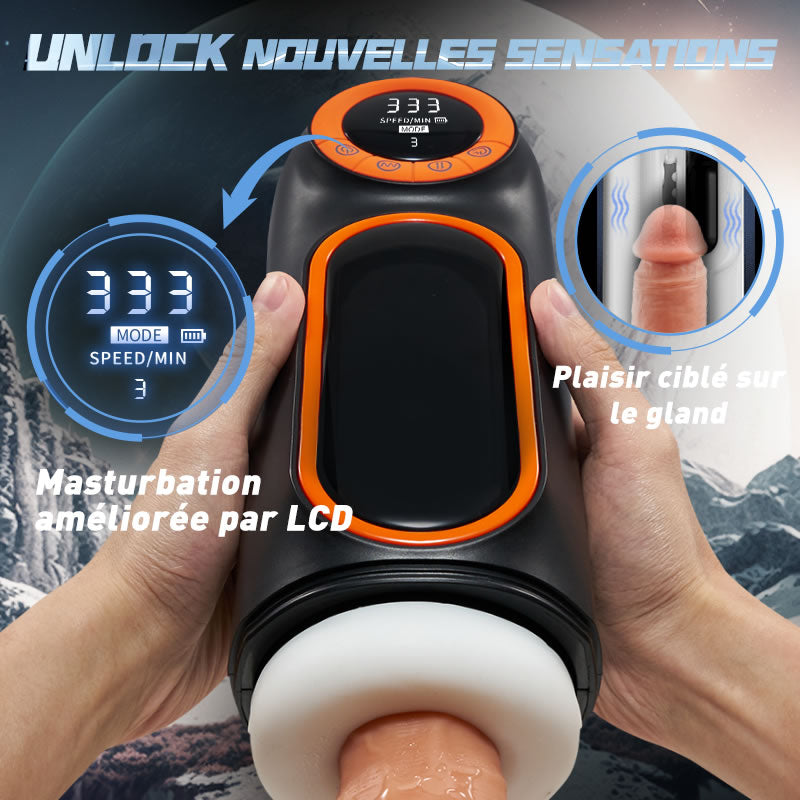 Masturbâteur Homme Succion Automatique avec 10Mode de Vibration & Poussée Silicone Sex Toys Oral Masculin Va & Vient pour la Stimulation du Pénis Jouet Sexuel