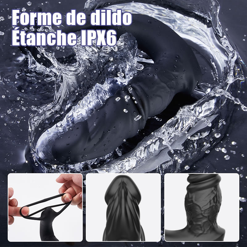 Jouet anal réaliste pour prostate avec 9 modes de vibrations et double anneau pour une stimulat