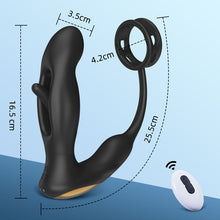 Charger l'image dans la galerie, Masseur de prostate en silicone vibrant et battant avec anneau pénien