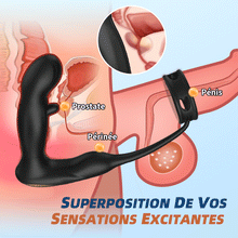 Charger l'image dans la galerie, Masseur de prostate en silicone vibrant et battant avec anneau pénien