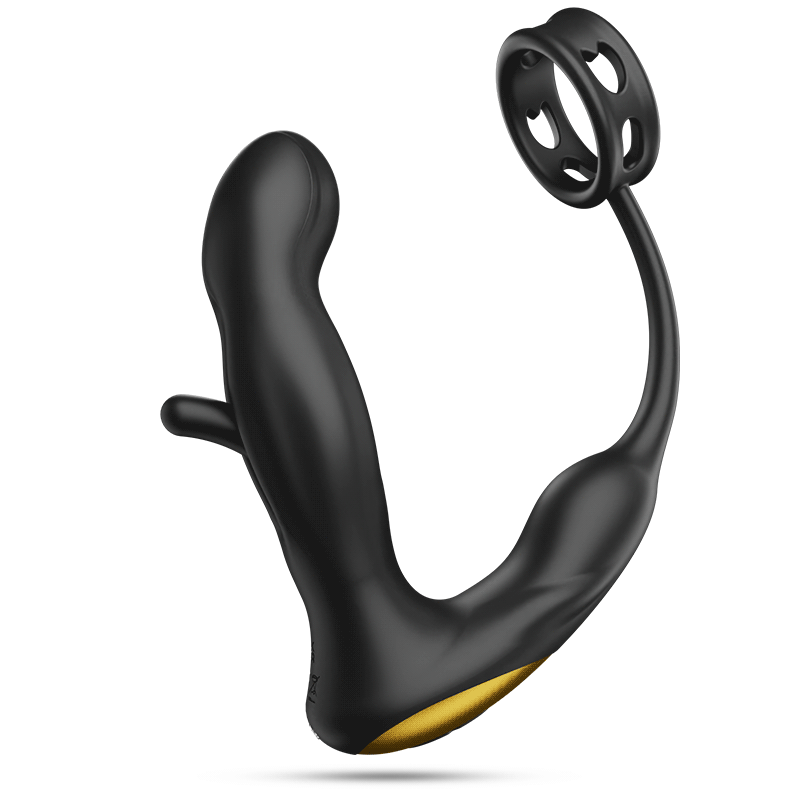 Masseur de prostate en silicone vibrant et battant avec anneau pénien