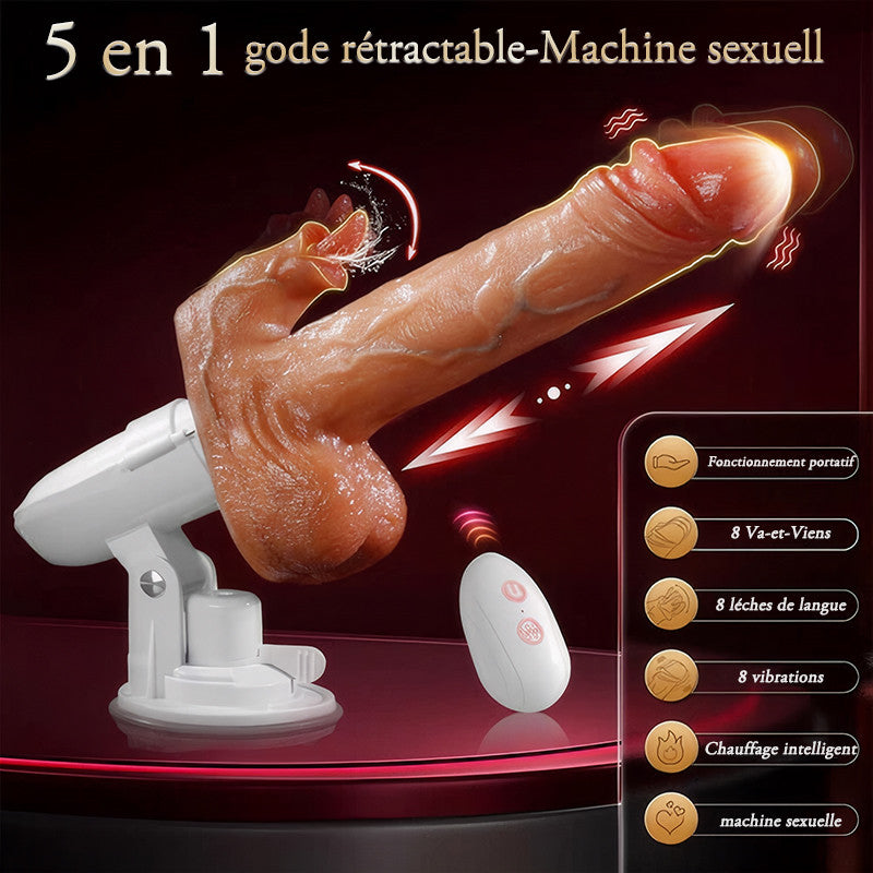 Sex Machine 90° Réglable Automatiquement 8 Godes Vibrants, Vibrants et Léchants Vibrateur