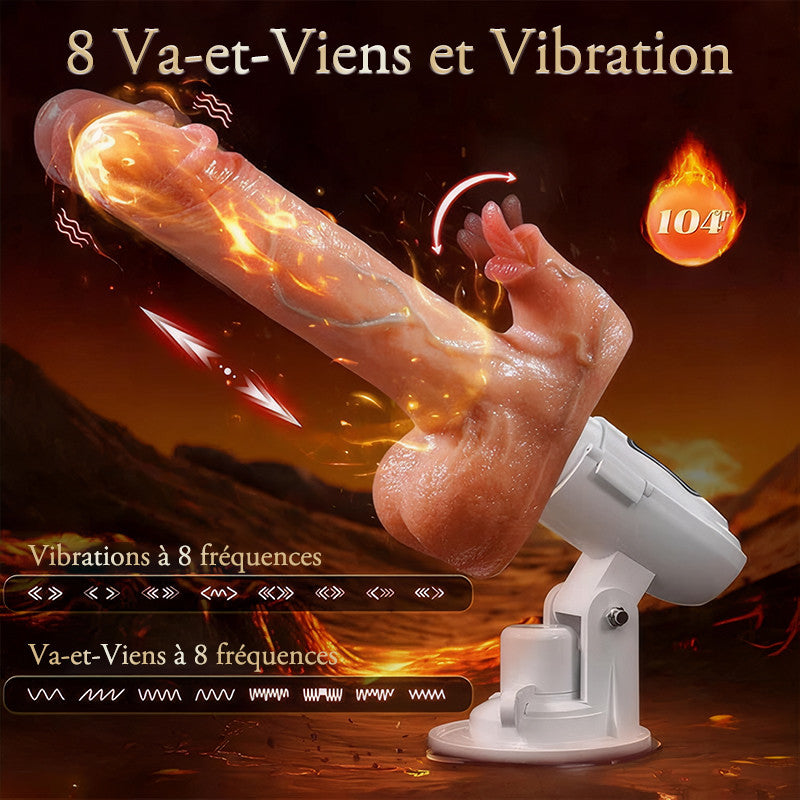 Sex Machine 90° Réglable Automatiquement 8 Godes Vibrants, Vibrants et Léchants Vibrateur