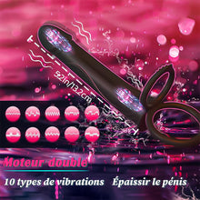 Charger l'image dans la galerie, Gode anal à sangle pour couple avec anneau pénien vibrant