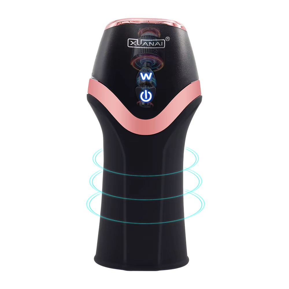 Stimulateur de gland et appareil d'entraînement pour pénis avec 12 modes de vibration, 6 modes d'aspiration et de rotation