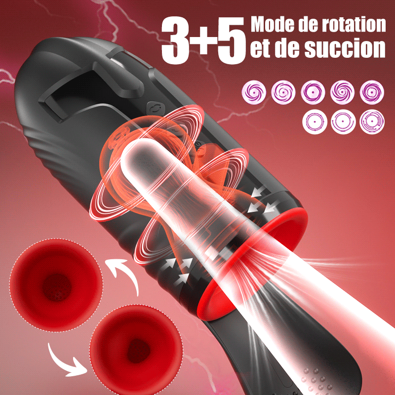 10 Vibration 5 Succion orale 3 Torsion Entraînement + Masturbation du gland