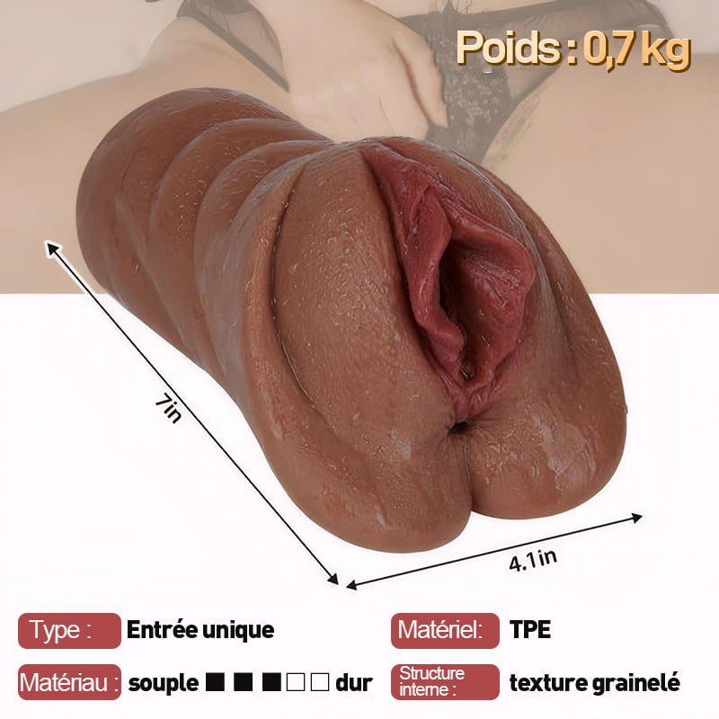 Chatte de poche réaliste Matériau doux et durable Vagin texturé réaliste et anus serré Trous 2 en