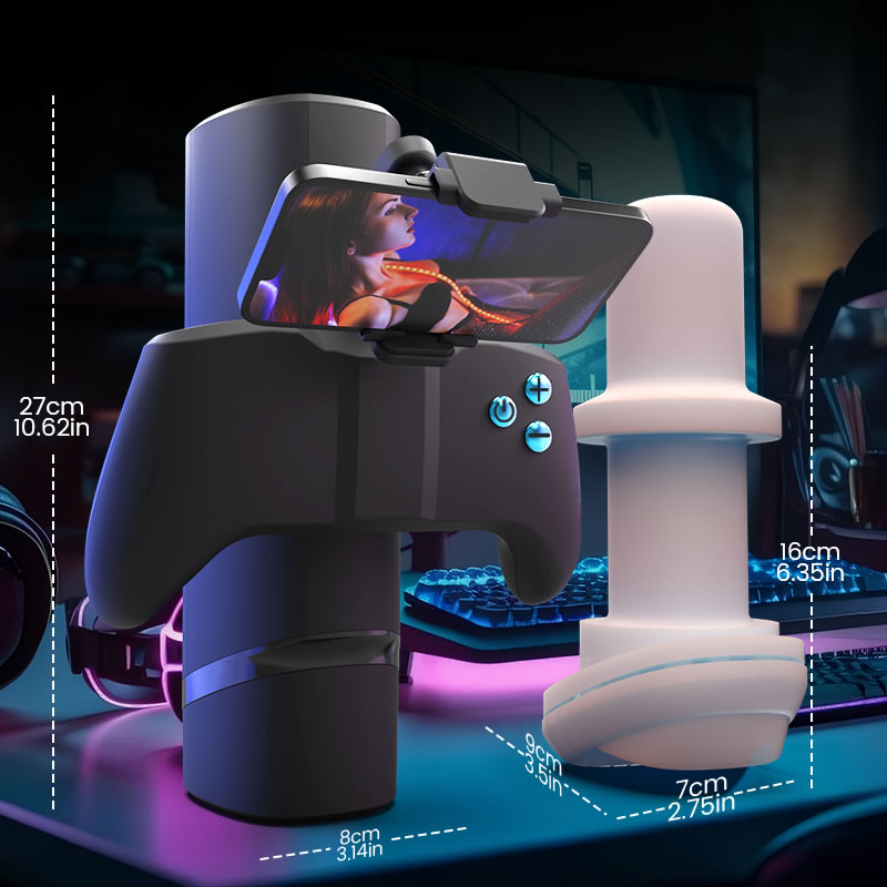 Turbo - 10 Modes Stroker à Poussées Explosives – Design Gamepad Immersif avec Support Téléphone