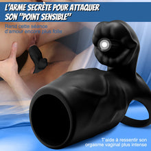 Charger l'image dans la galerie, Titan - 9 Vibrations Texture de Pénis Simulée Anneau de Chasteté Double Testicules &amp; Pénis Jouet Sexuel pour Couples