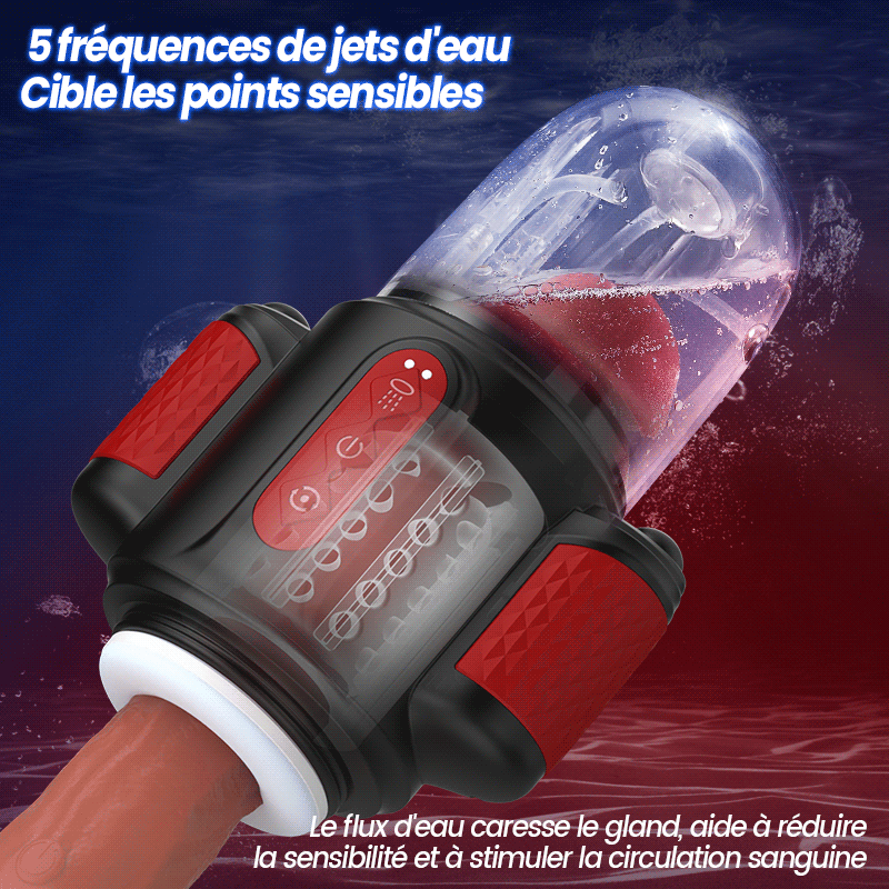 Storm Vortex – Pulvérisation d’eau à 5 fréquences + Vibration à 10 fréquences + Rotation à 5 fréquences, Double stimulat