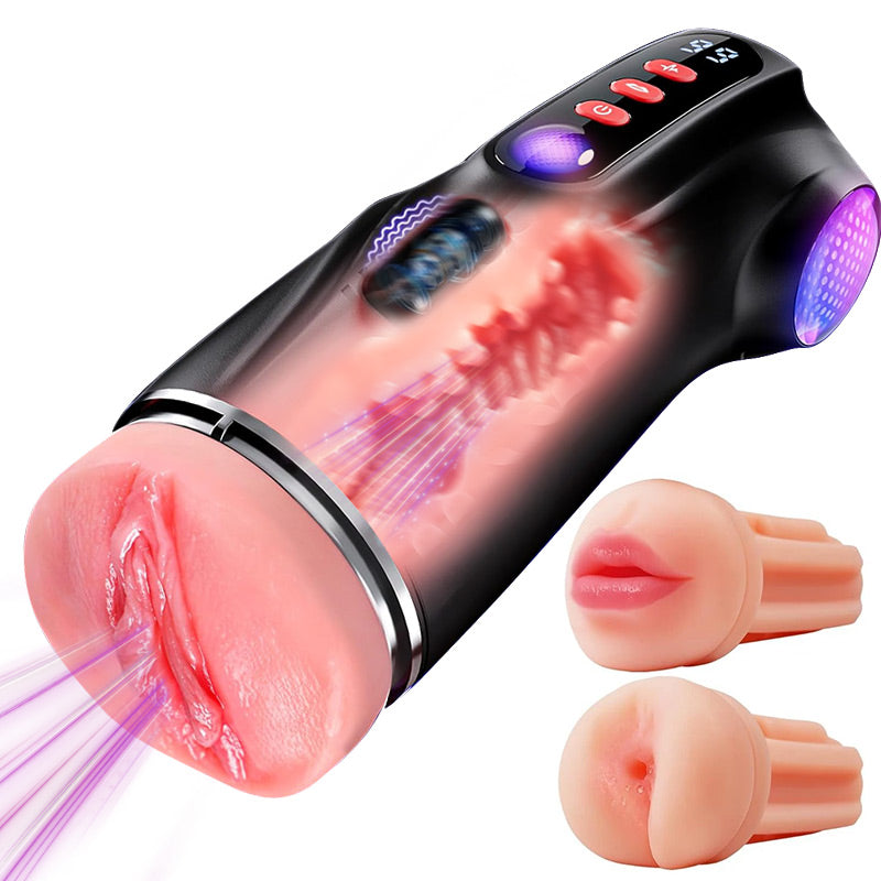 Daphne - Pompe à Penis avec 3 Manches Interchangeables, Chatte de Poche, 9 Modes de Succion & 9 Mod