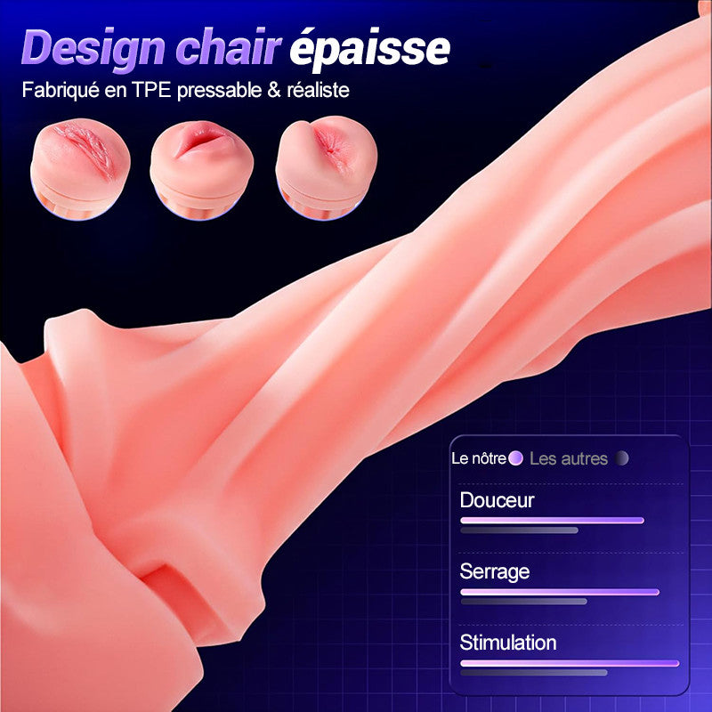 Daphne - Pompe à Penis avec 3 Manches Interchangeables, Chatte de Poche, 9 Modes de Succion & 9 Mod