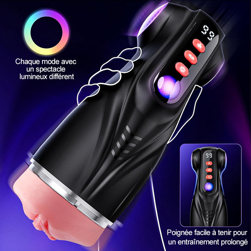 Daphne - Pompe à Penis avec 3 Manches Interchangeables, Chatte de Poche, 9 Modes de Succion & 9 Mod