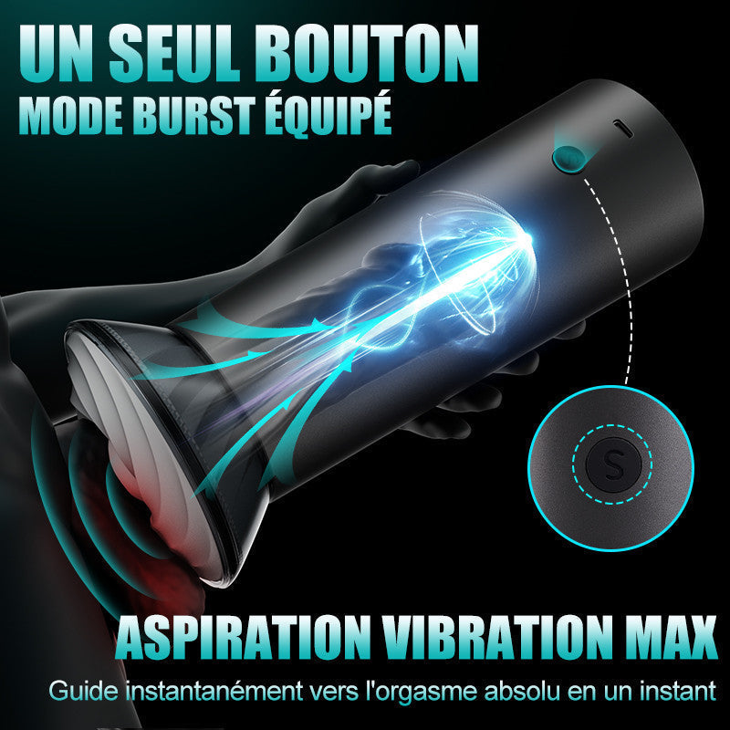 Masturbateur Électrique 9 Modes de Succion & Vibration Puissante Manchon Large 2,8x