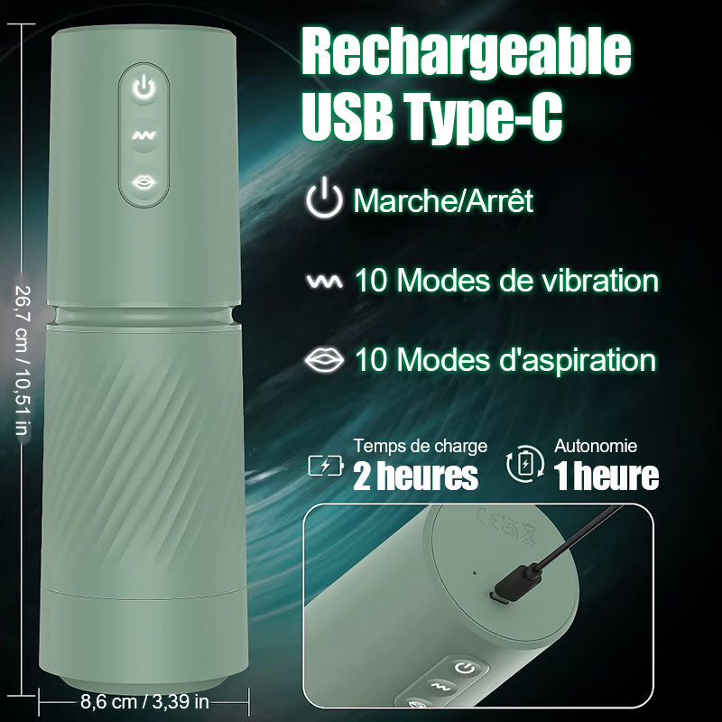 Pompe à pénis à vide 10 succions & 10 vibrations - Pompe d'agrandissement - Masturbateur masculin