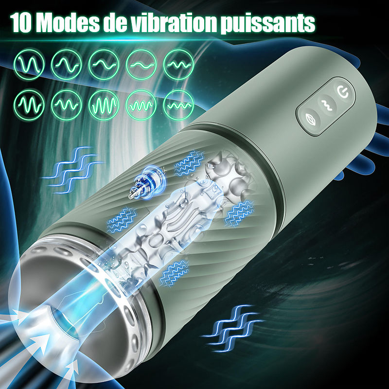Pompe à pénis à vide 10 succions & 10 vibrations - Pompe d'agrandissement - Masturbateur masculin