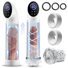 Charger l'image dans la galerie, 6 Pompe à pénis intelligente à succion pour agrandissement avec manchon transparent – 2 manchons en silicone &amp; 3