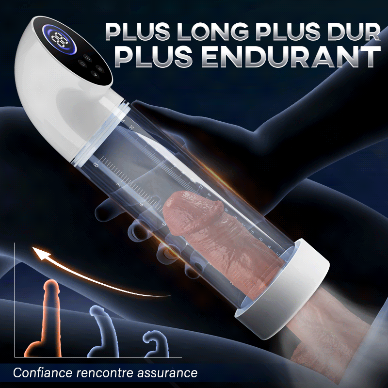6 Pompe à pénis intelligente à succion pour agrandissement avec manchon transparent – 2 manchons en silicone & 3