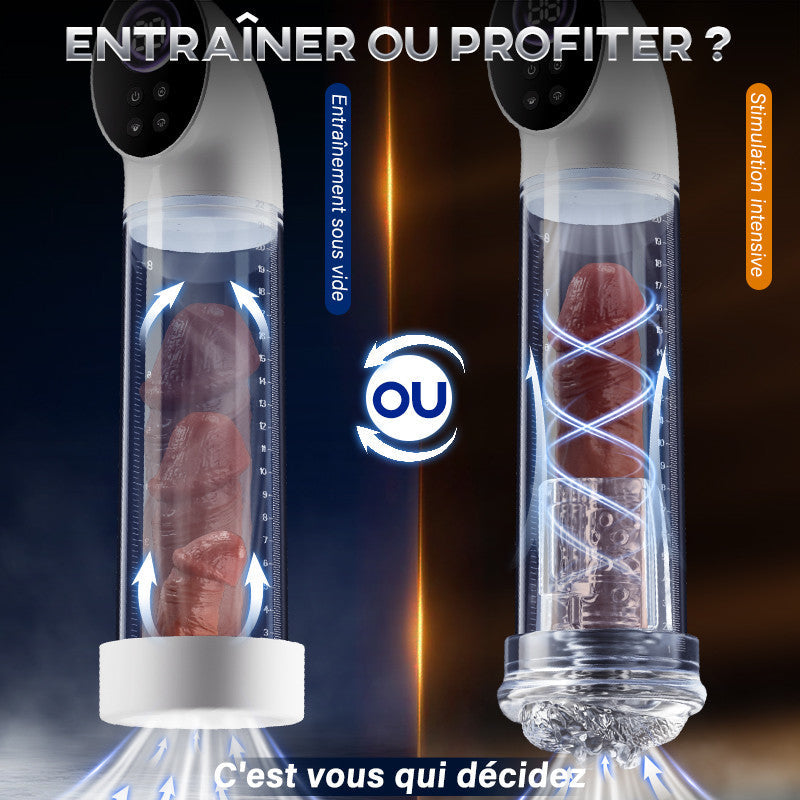 6 Pompe à pénis intelligente à succion pour agrandissement avec manchon transparent – 2 manchons en silicone & 3
