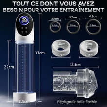 Charger l'image dans la galerie, 6 Pompe à pénis intelligente à succion pour agrandissement avec manchon transparent – 2 manchons en silicone &amp; 3