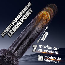 Charger l'image dans la galerie, Kronos - Gode noir épais de 8,27'' avec mouvement de va-et-vient et fonction chauffante pour une sensation intense et pr