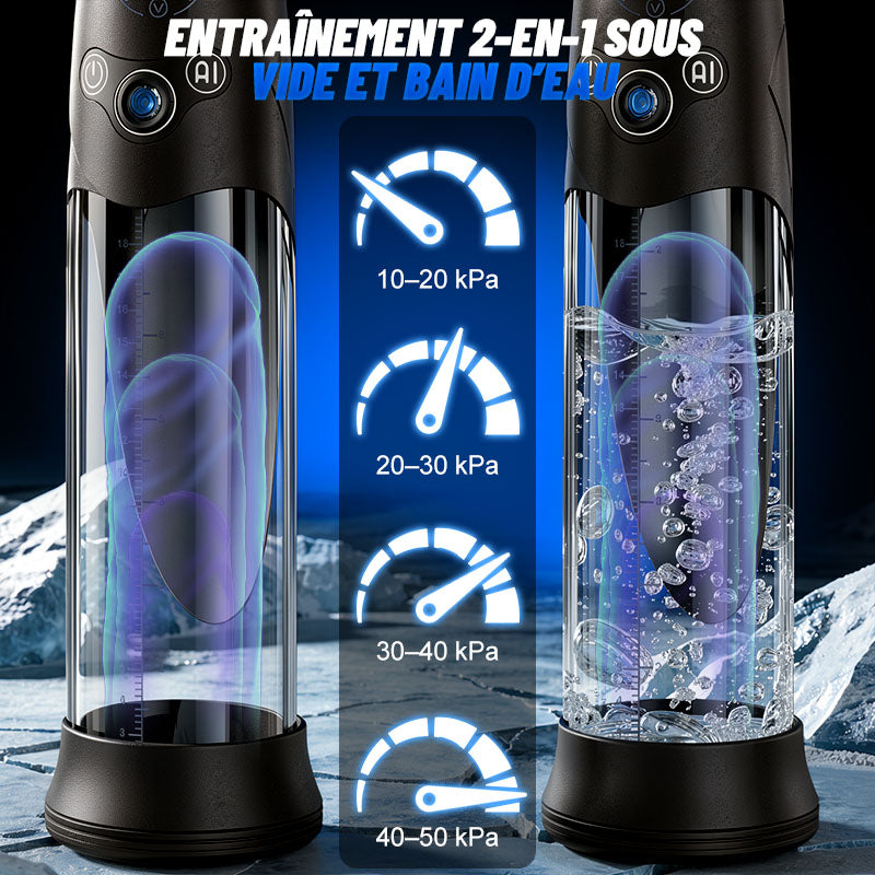 BathFun Pro - Pompe d'entraînement sous vide à 9 niveaux avec contrôle de pression par IA, écran LCD avec affichage de l