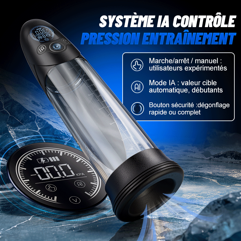 BathFun Pro - Pompe d'entraînement sous vide à 9 niveaux avec contrôle de pression par IA, écran LCD avec affichage de l