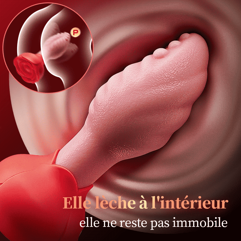 Sera - Plug anal rotatif 360° en forme de langue avec base en rose pour femmes et hommes