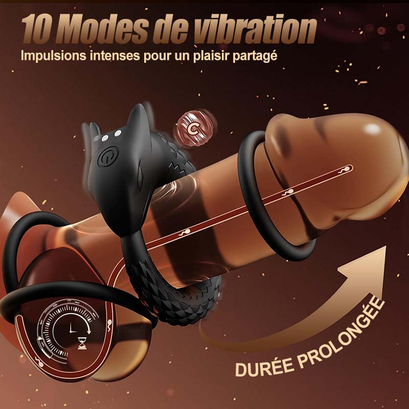 Dragon Thunder – Anneau pénien à 10 vibrations, jouet en silicone longue durée