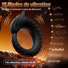 Charger l'image dans la galerie, Dragon Thunder – Anneau pénien à 10 vibrations, jouet en silicone longue durée