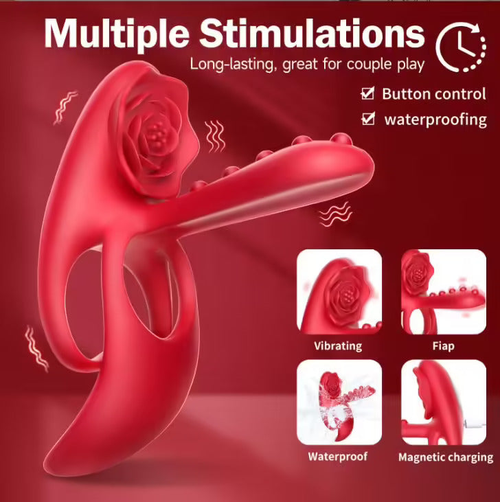 3 en1 Anneau à pénis Jouet sexuel extrême pour couple Vibrateur pour pénis avec 10 modes de vibration pour femme Stimulateur clitoridien Cockring Jouet sexuel pour homme Erection prolongée Massage périnéal Anneaux à pénis