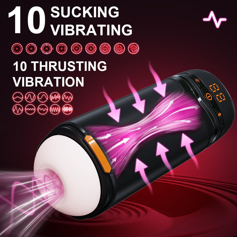 Masturbateur électrique à pompe à vide avec 10 modes de poussée, rotation, vibration et succion