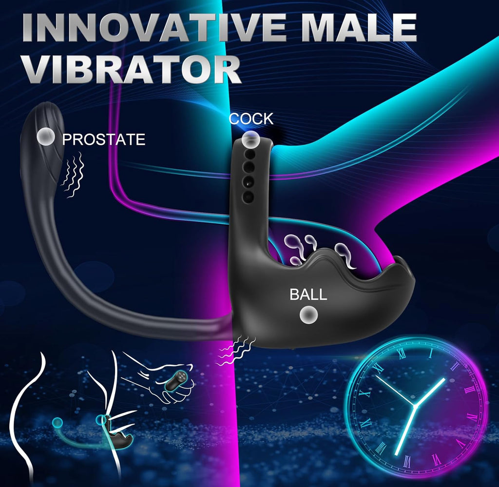 Anneau pénien rumly à 360 ° avec stimulateur de balle et masseur de prostate