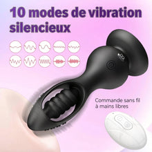 Charger l'image dans la galerie, Plug anal vibrant sans fil avec masseur de prostate pour hommes, télécommande, 10 modes de vibration, design en forme de boule, étanche IPX6, recharge magnétique, silicone médical, silencieux, noir