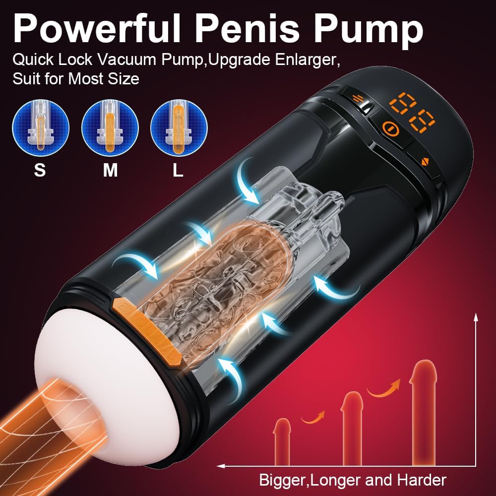 Masturbateur électrique à pompe à vide avec 10 modes de poussée, rotation, vibration et succion
