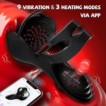 Charger l'image dans la galerie, Anneau pénien stimulateur à 360° pour une couverture complète des testicules, avec 9 modes de vibration et de chauffage