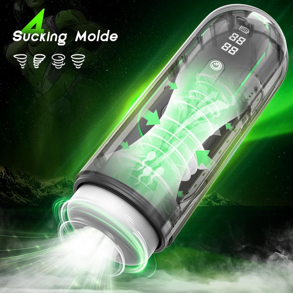 Masturbateur automatique 104 ℉ avec succion, poussée, vibration et chauffage
