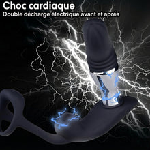 Charger l'image dans la galerie, 3 en 1 Électro Choc Vibrateur Anal Ance Bague de Pénis Stimulateur de Prostate avec 10 Fonctions de Vibration Télescopique &amp; 3 Modes d'Électrostimulation, Masseur Anal SM Extrême Jouet Sexuel pour Homme en Solo