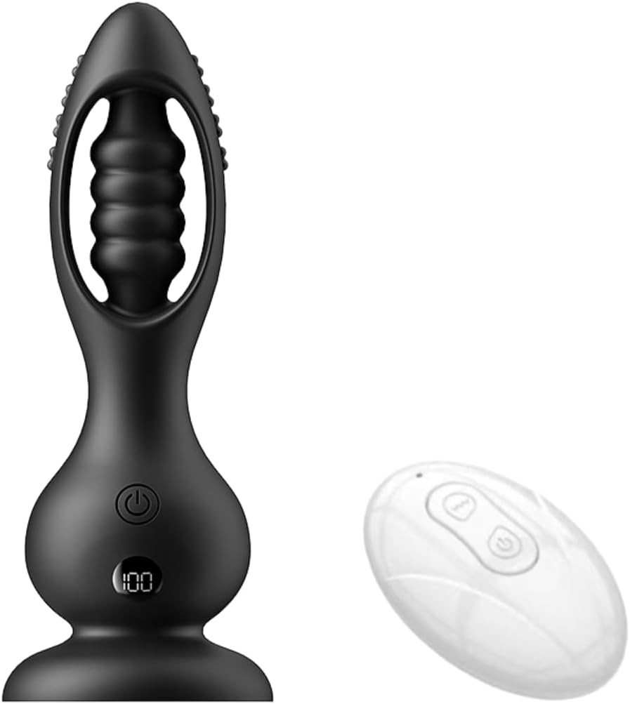 Plug anal vibrant sans fil avec masseur de prostate pour hommes, télécommande, 10 modes de vibration, design en forme de boule, étanche IPX6, recharge magnétique, silicone médical, silencieux, noir