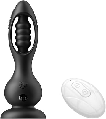 Plug anal vibrant sans fil avec masseur de prostate pour hommes, télécommande, 10 modes de vibration, design en forme de boule, étanche IPX6, recharge magnétique, silicone médical, silencieux, noir